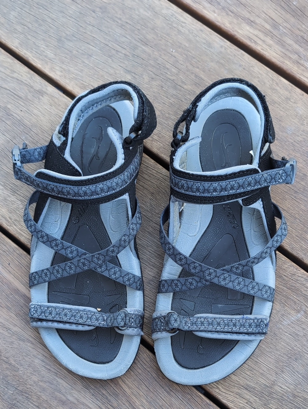 Hi-Tec Womens Black and Gray Sport Sandals